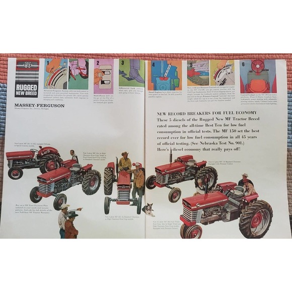 Massey Ferguson 1960s Magazine Advertisement 2 Page - Picture 1 of 1